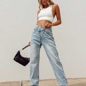 Asymmetric straight leg jeans